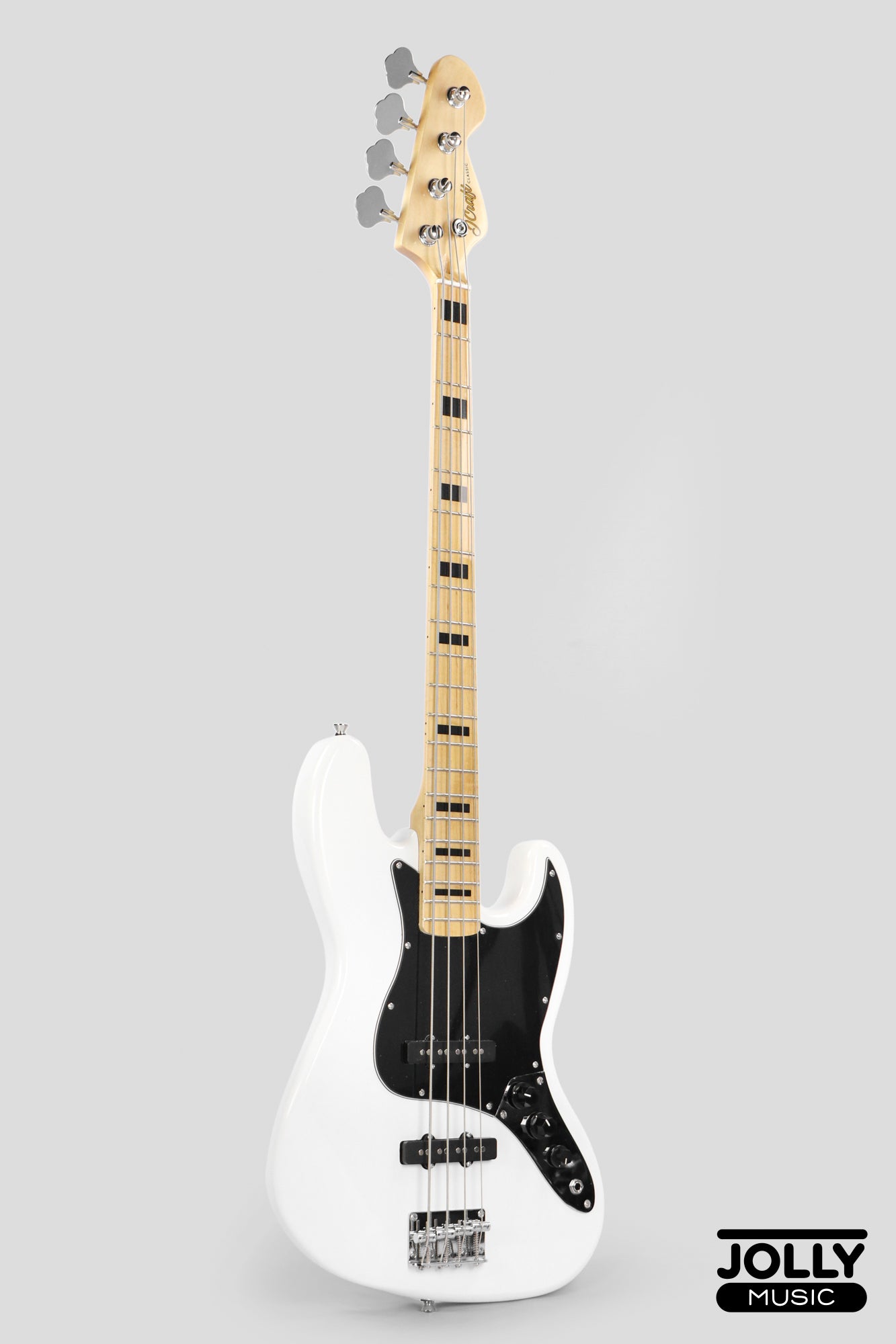 JCraft JB-1 J-Offset 4-String Bass Guitar with Gigbag - White