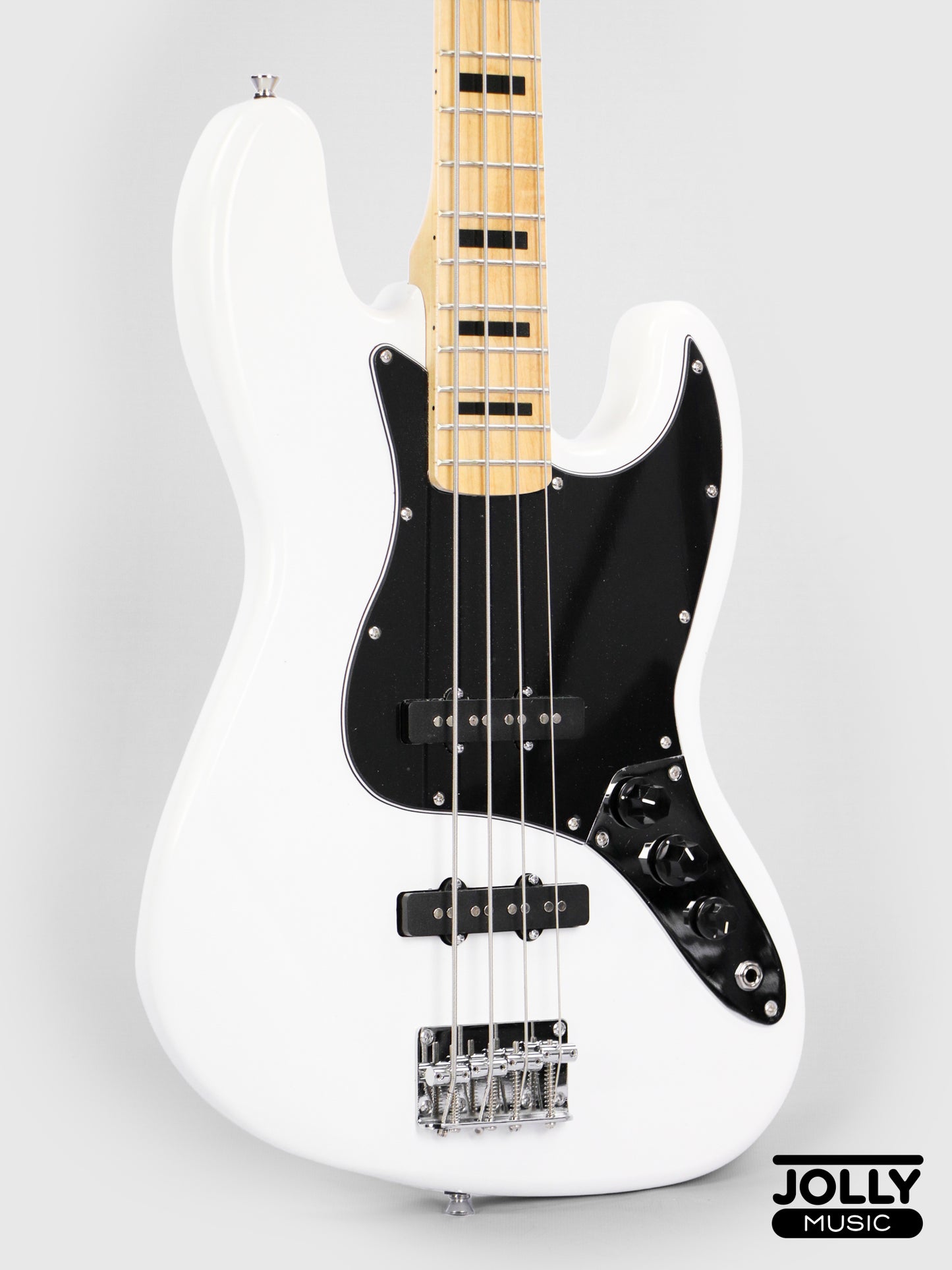 JCraft JB-1 J-Offset 4-String Bass Guitar with Gigbag - White