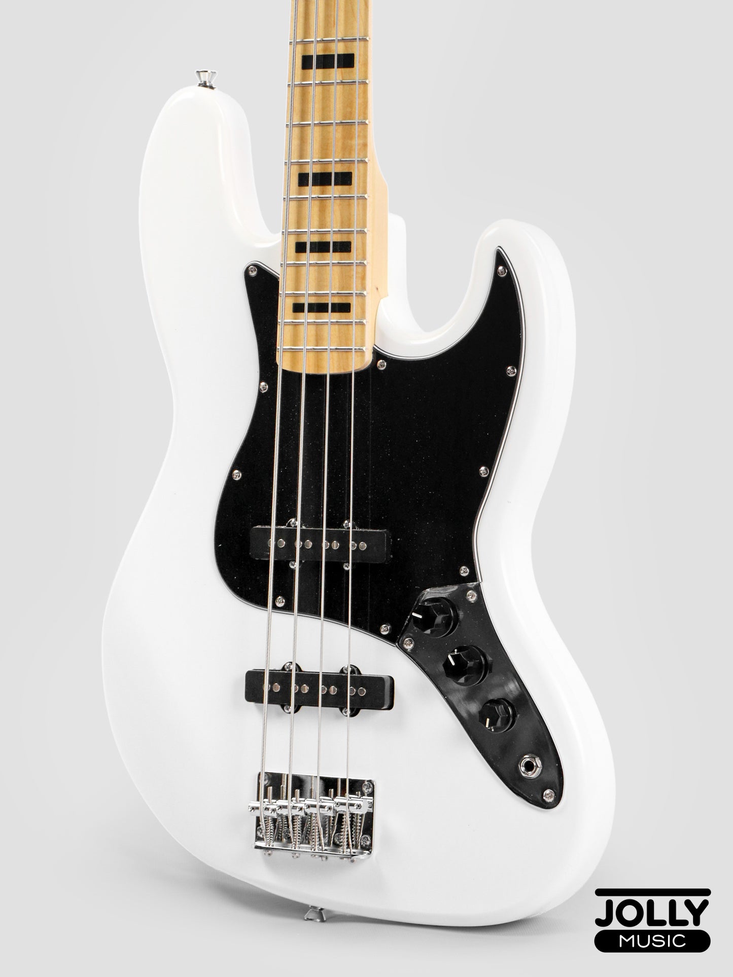 JCraft JB-1 J-Offset 4-String Bass Guitar with Gigbag - White