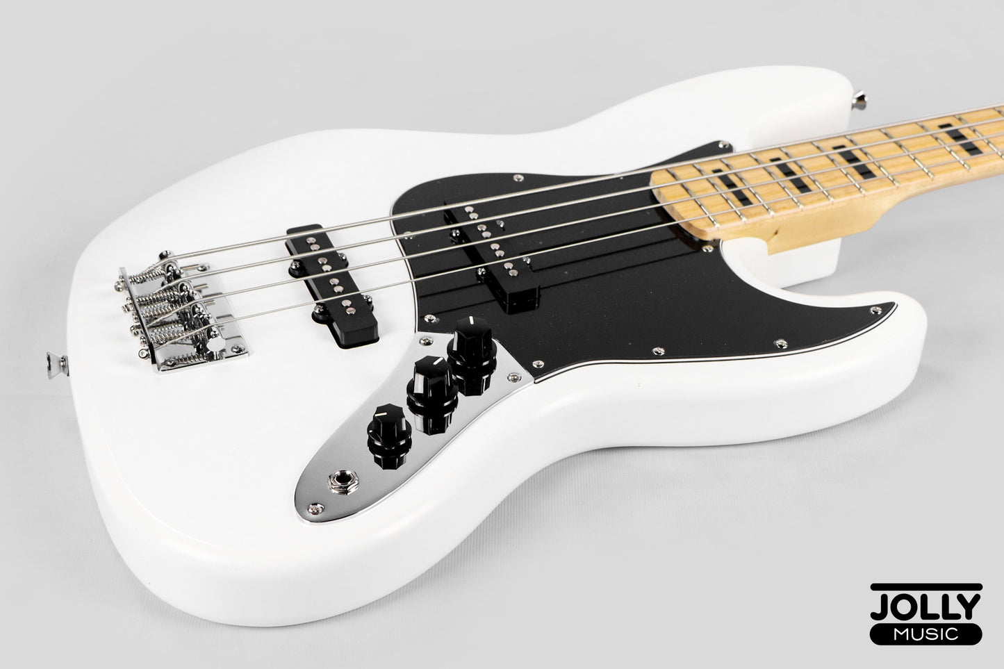 JCraft JB-1 J-Offset 4-String Bass Guitar with Gigbag - White