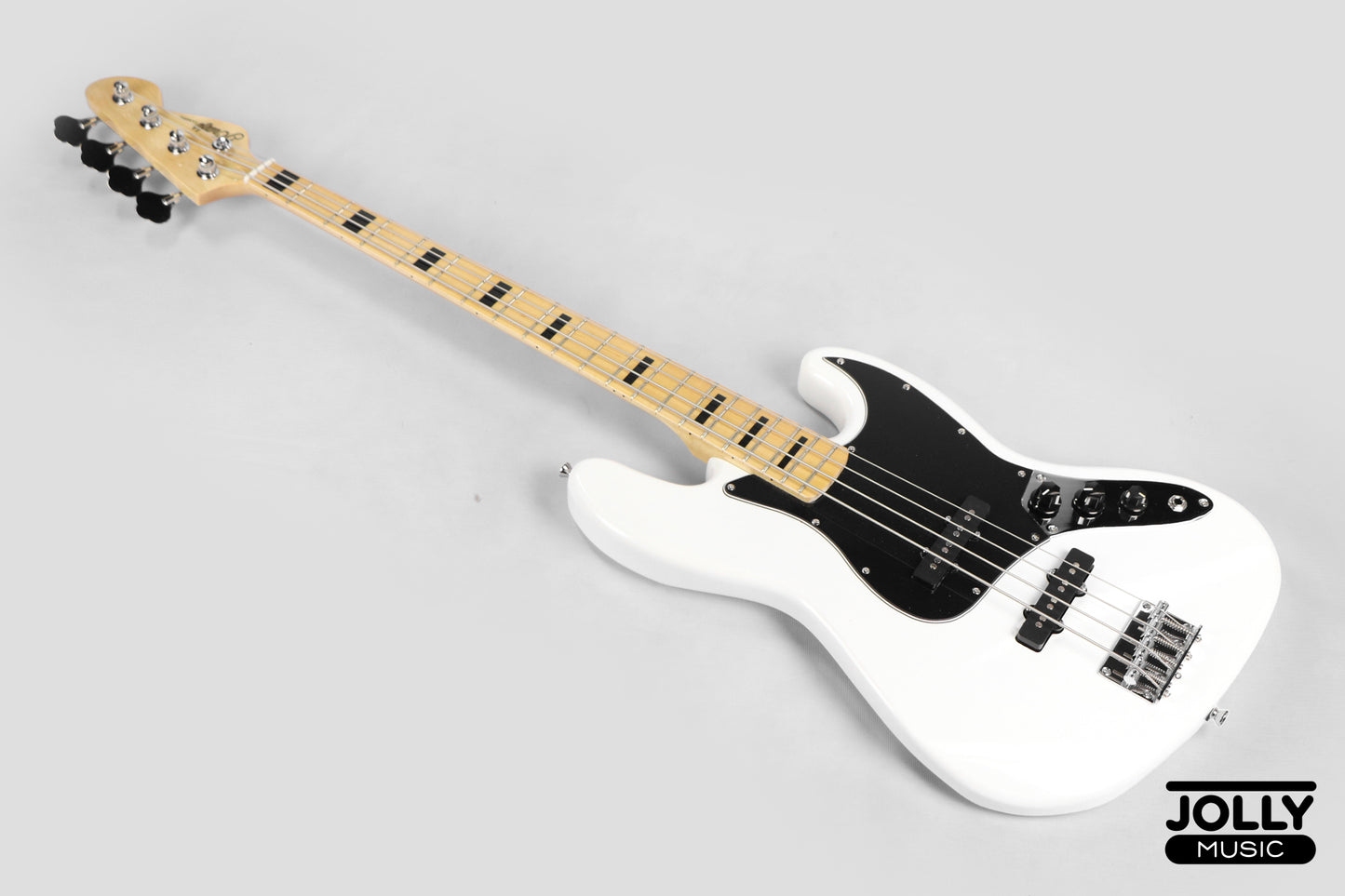 JCraft JB-1 J-Offset 4-String Bass Guitar with Gigbag - White