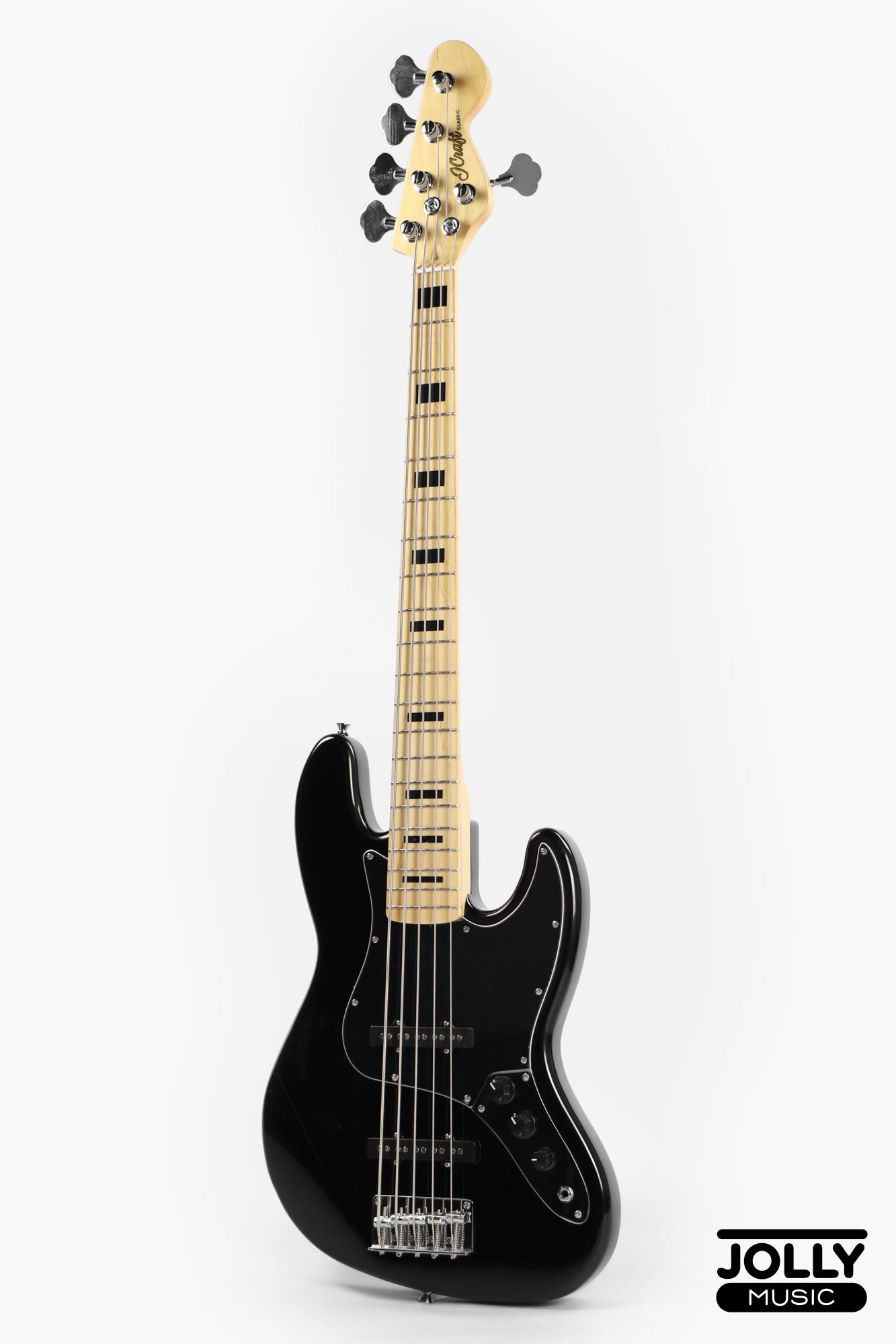JCraft JB-1 J-Offset 5-String Bass Guitar with Gigbag - Black