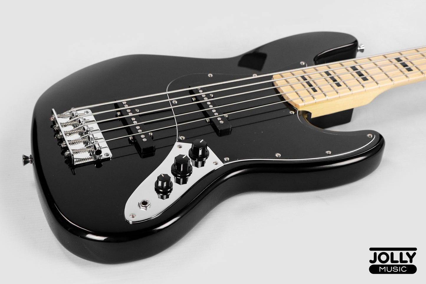 JCraft JB-1 J-Offset 5-String Bass Guitar with Gigbag - Black