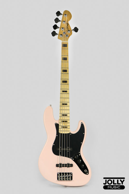 JCraft JB-1 J-Offset 5-String Bass Guitar with Gigbag - Shell Pink