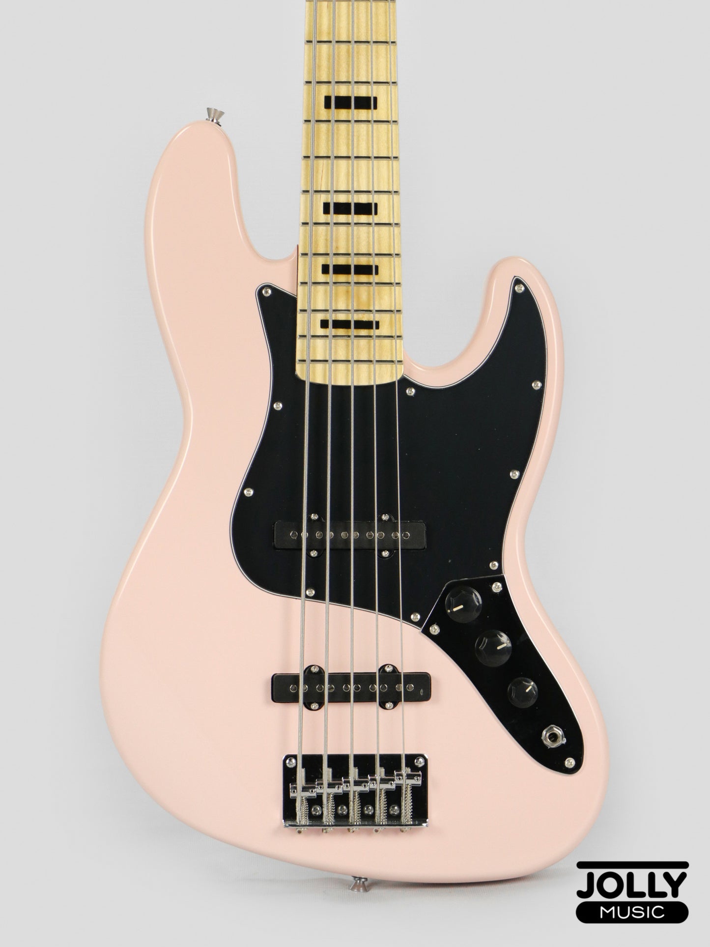 JCraft JB-1 J-Offset 5-String Bass Guitar with Gigbag - Shell Pink