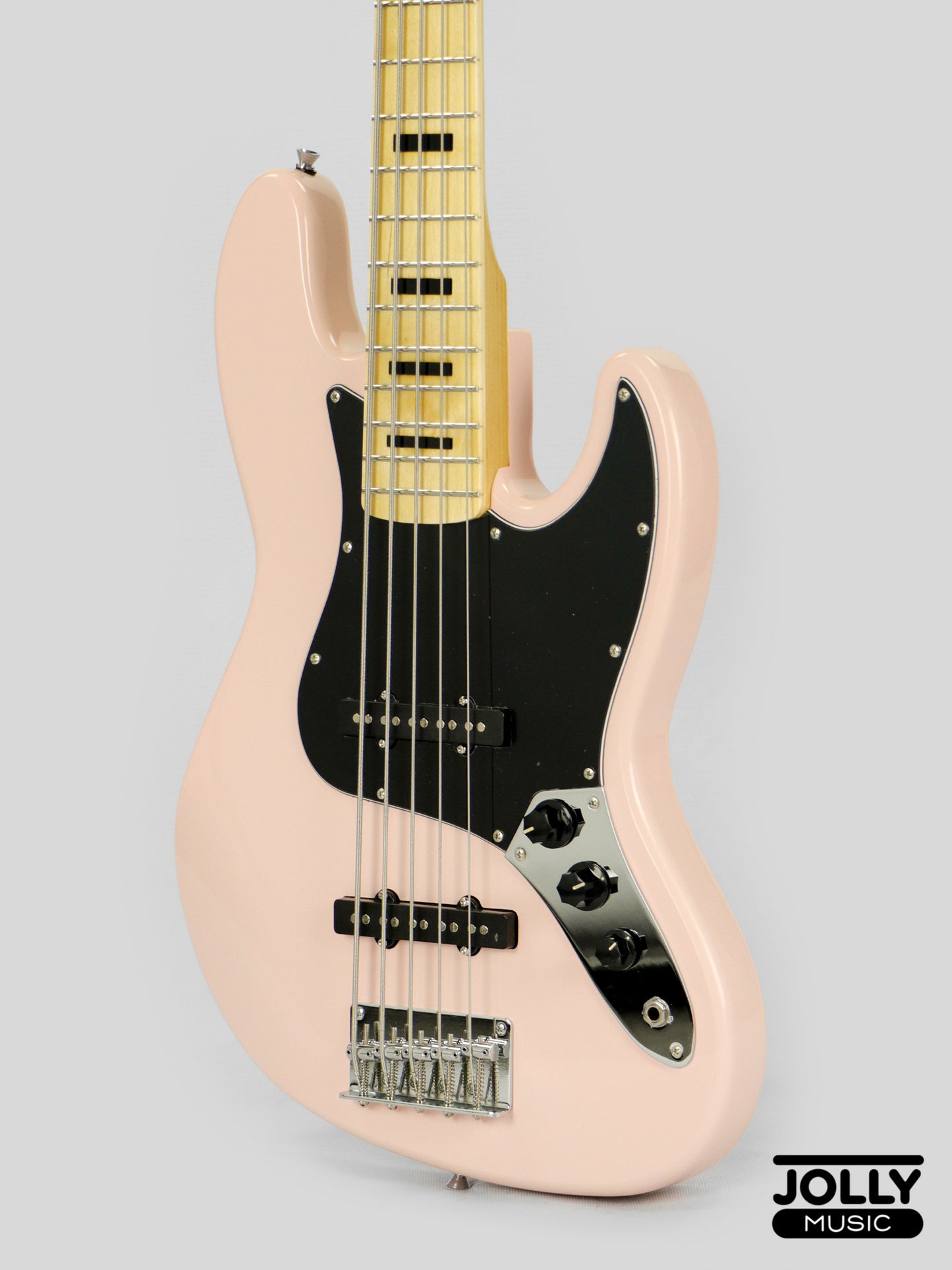 JCraft JB-1 J-Offset 5-String Bass Guitar with Gigbag - Shell Pink