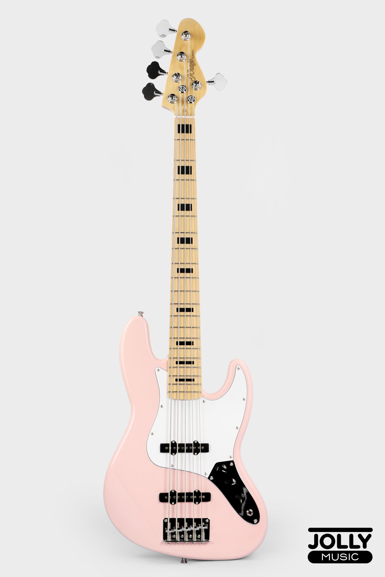 JCraft JB-1 J-Offset 5-String Bass Guitar with Gigbag - Shell Pink