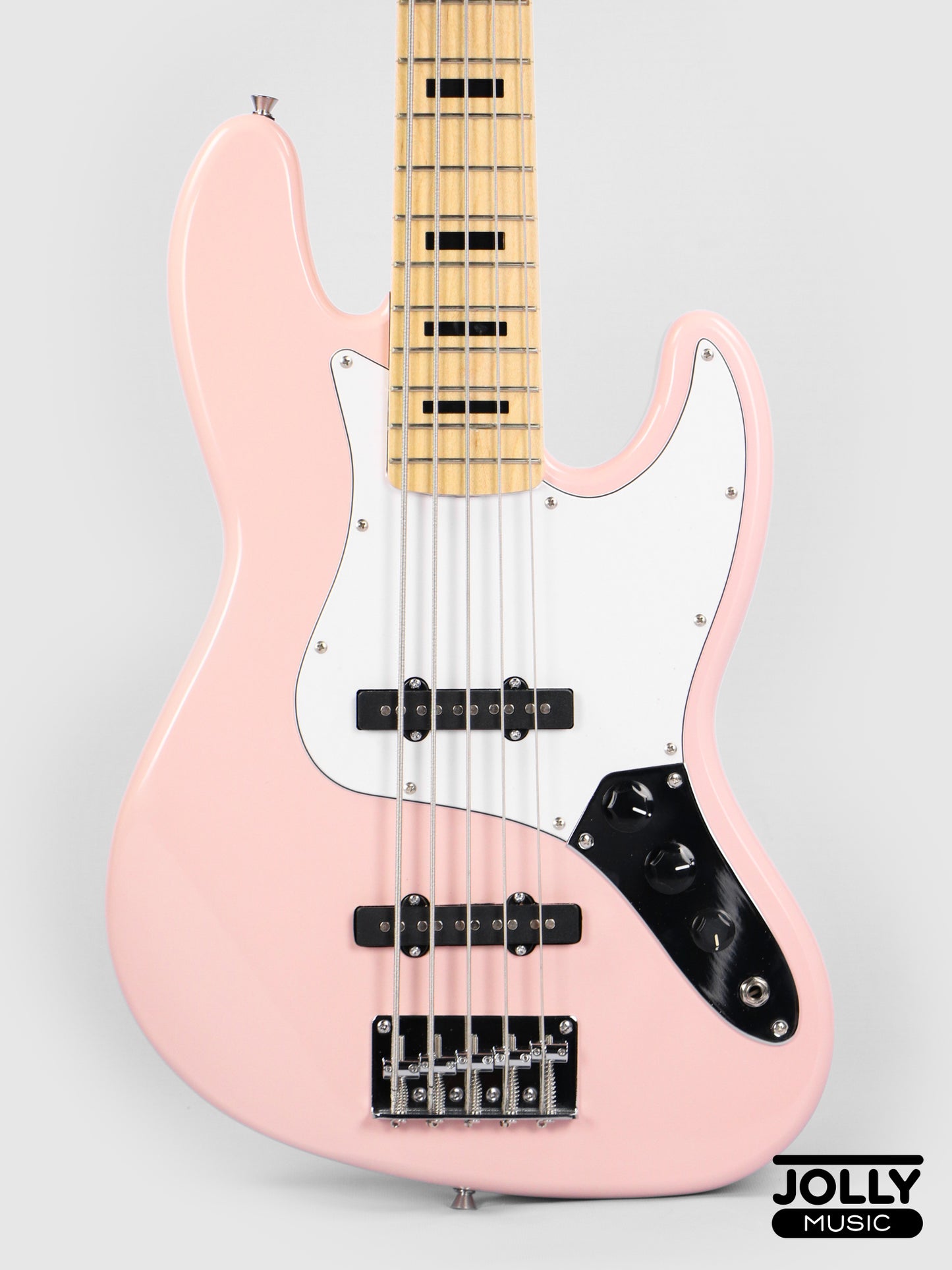 JCraft JB-1 J-Offset 5-String Bass Guitar with Gigbag - Shell Pink