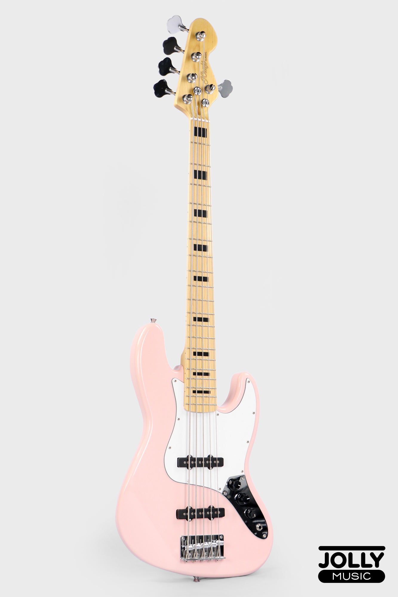 JCraft JB-1 J-Offset 5-String Bass Guitar with Gigbag - Shell Pink