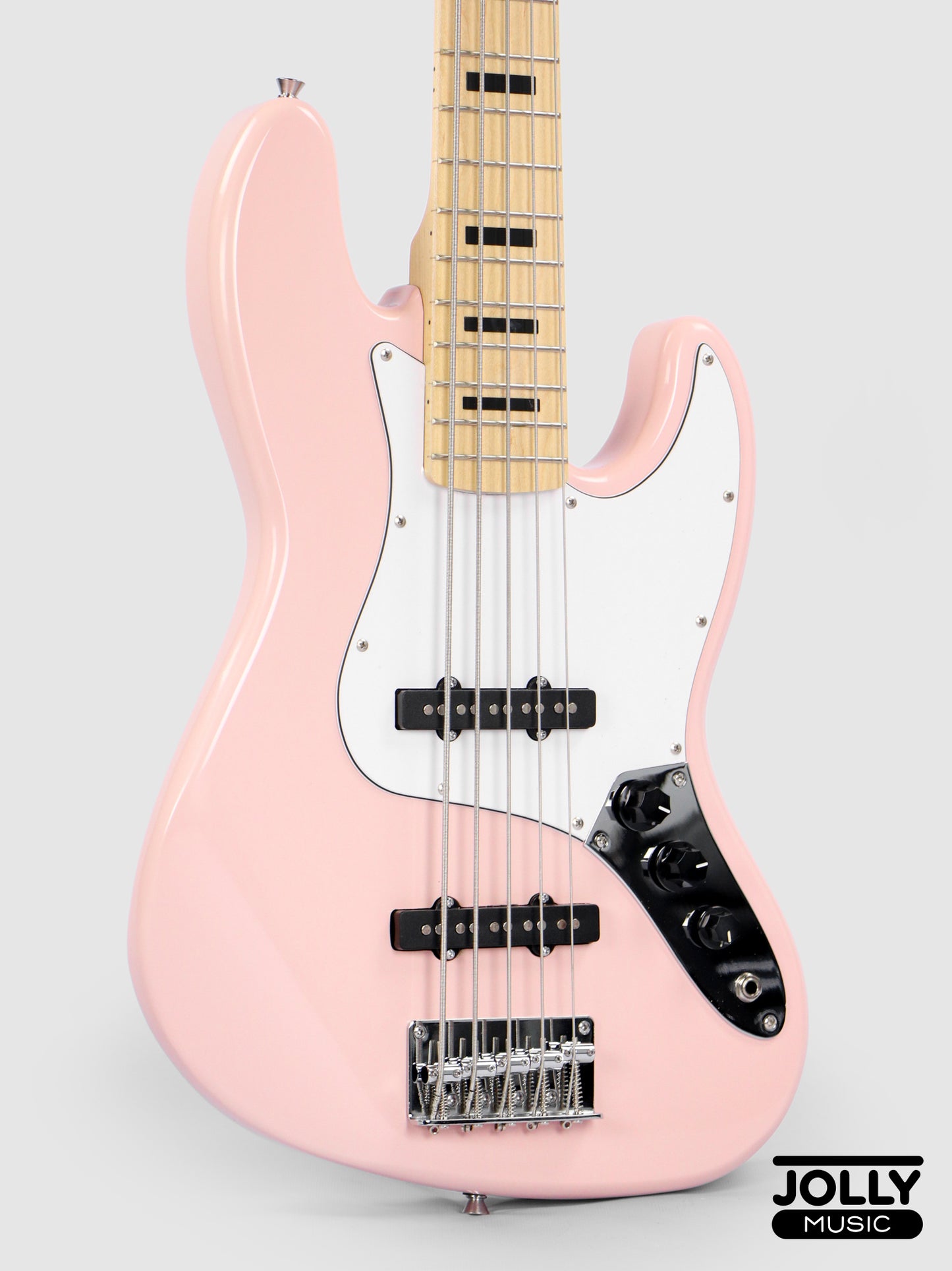 JCraft JB-1 J-Offset 5-String Bass Guitar with Gigbag - Shell Pink