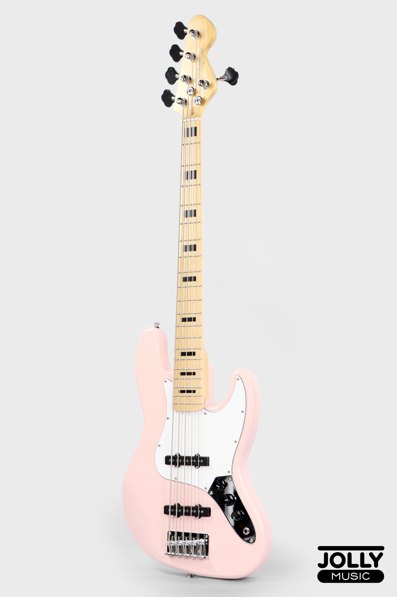 JCraft JB-1 J-Offset 5-String Bass Guitar with Gigbag - Shell Pink