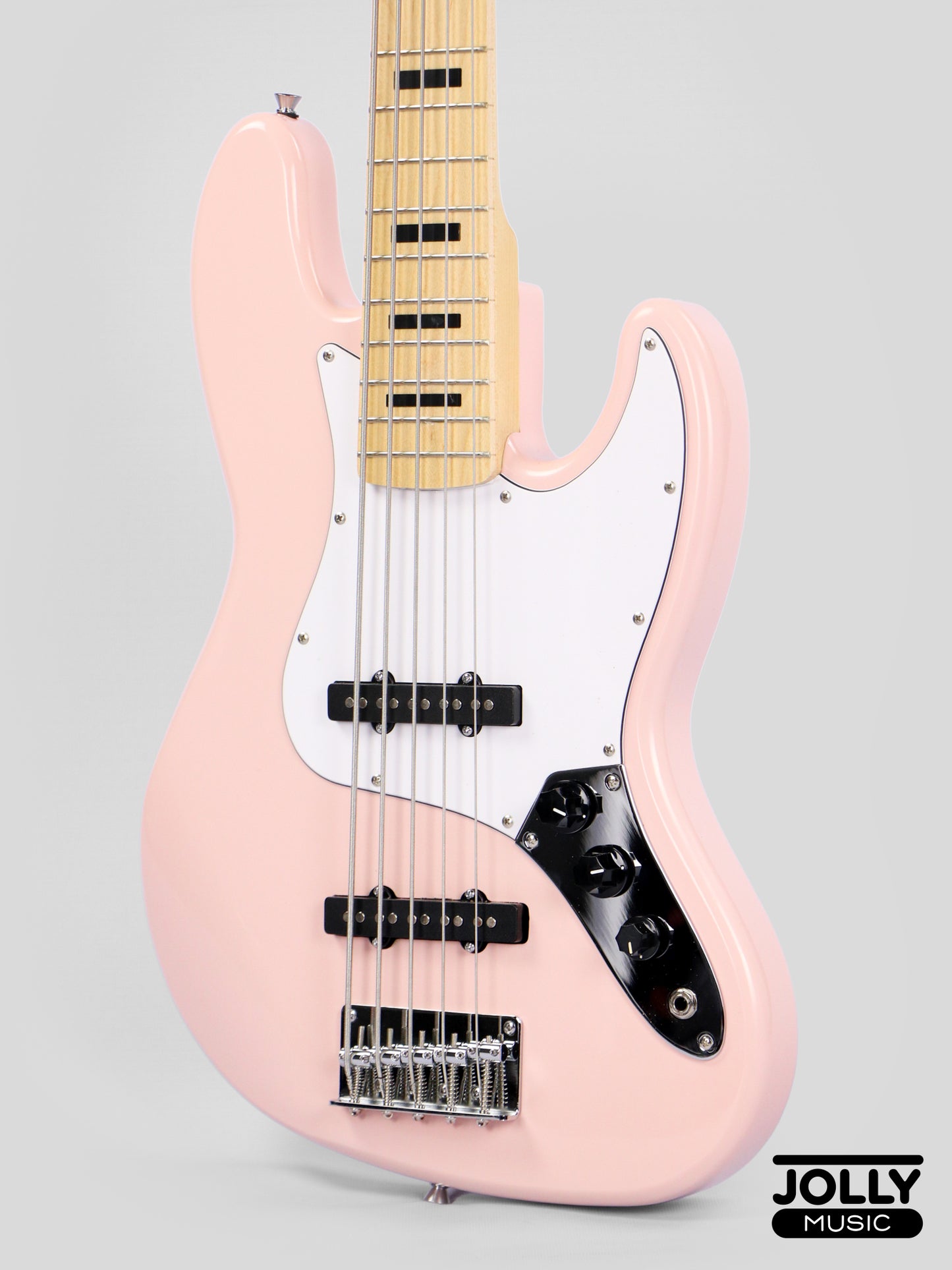 JCraft JB-1 J-Offset 5-String Bass Guitar with Gigbag - Shell Pink
