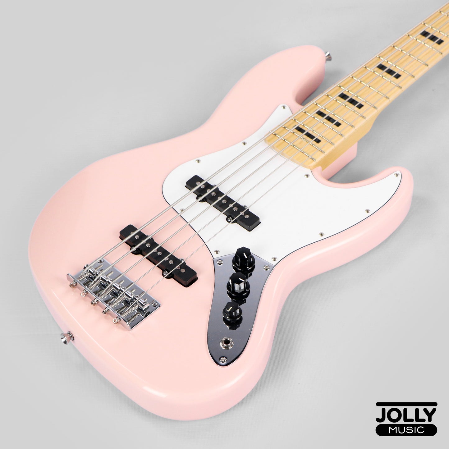 JCraft JB-1 J-Offset 5-String Bass Guitar with Gigbag - Shell Pink