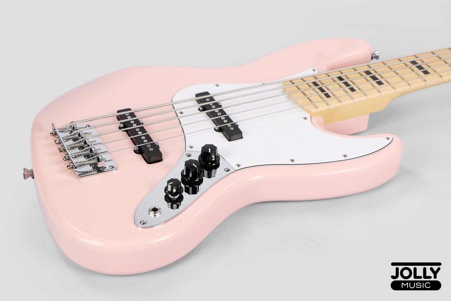 JCraft JB-1 J-Offset 5-String Bass Guitar with Gigbag - Shell Pink