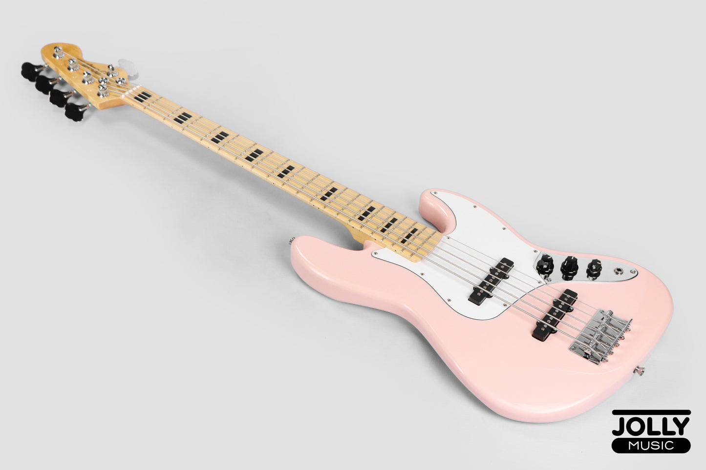 JCraft JB-1 J-Offset 5-String Bass Guitar with Gigbag - Shell Pink