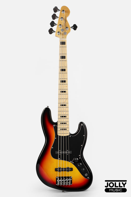 JCraft JB-1 J-Offset 5-String Bass Guitar with Gigbag - Sunburst