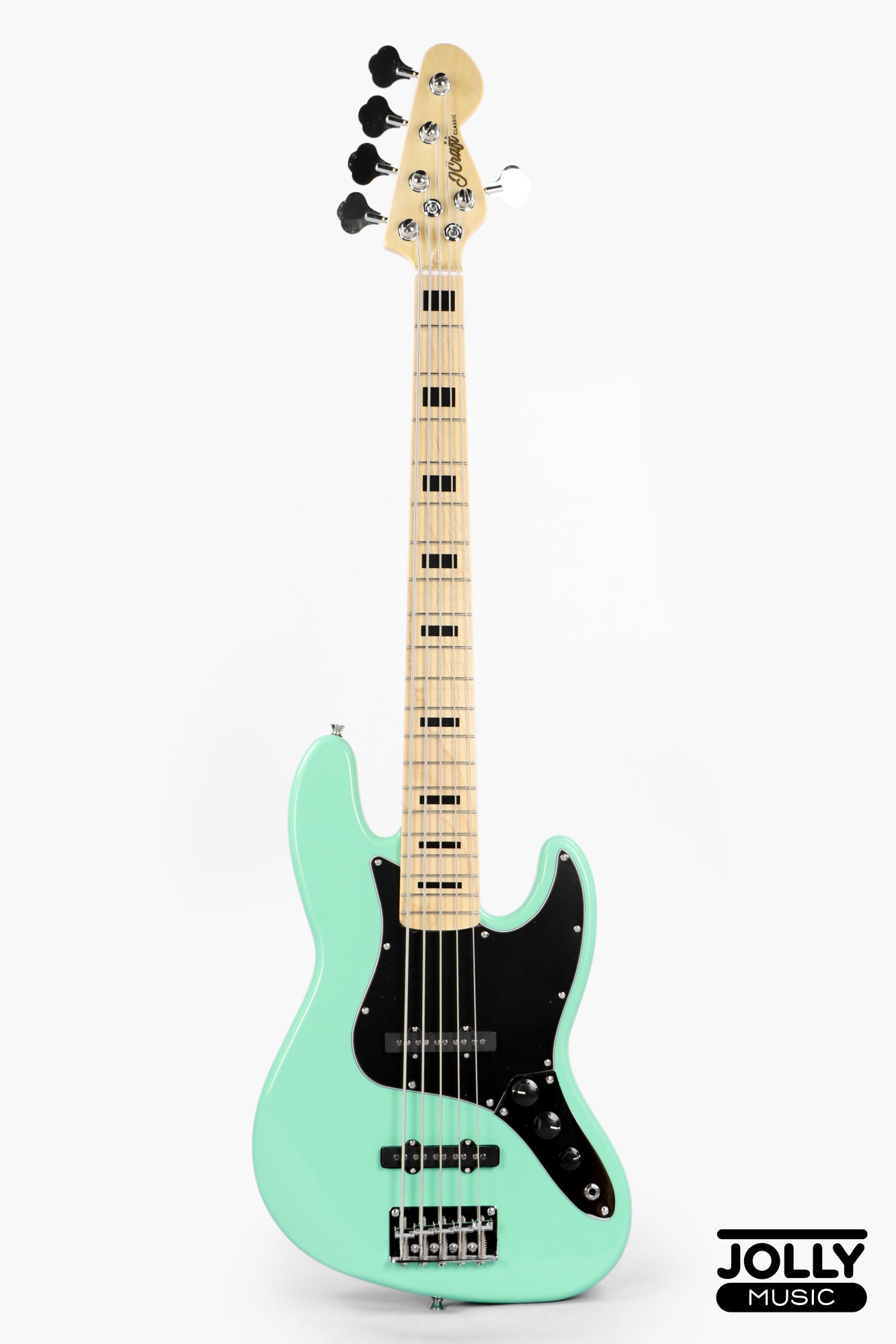 JCraft JB-1 J-Offset 5-String Bass Guitar with Gigbag - Surf Green
