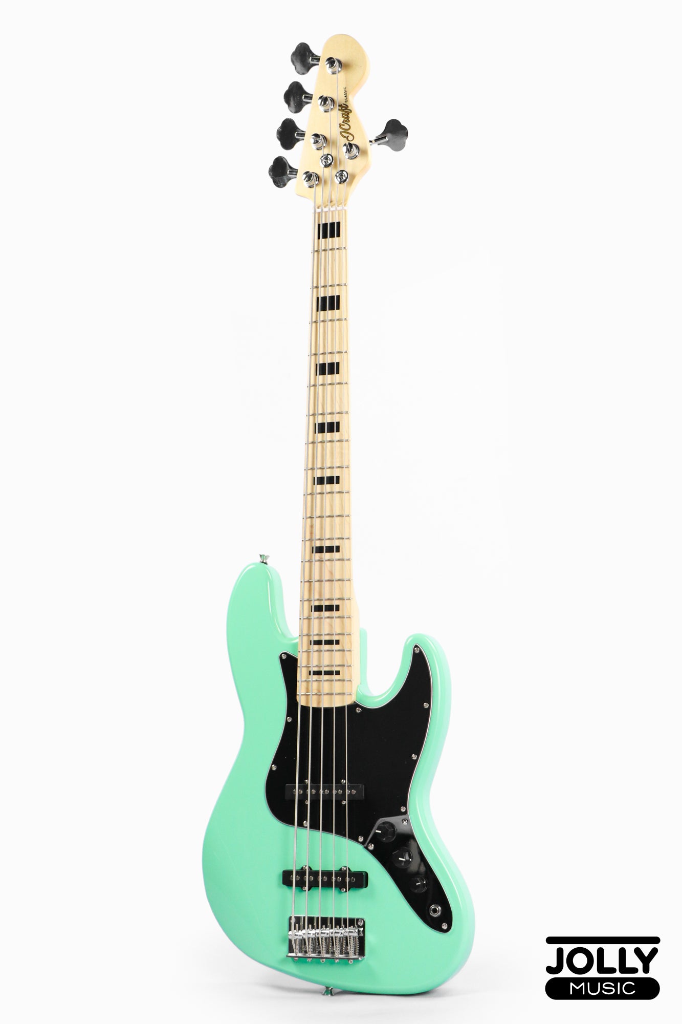 JCraft JB-1 J-Offset 5-String Bass Guitar with Gigbag - Surf Green