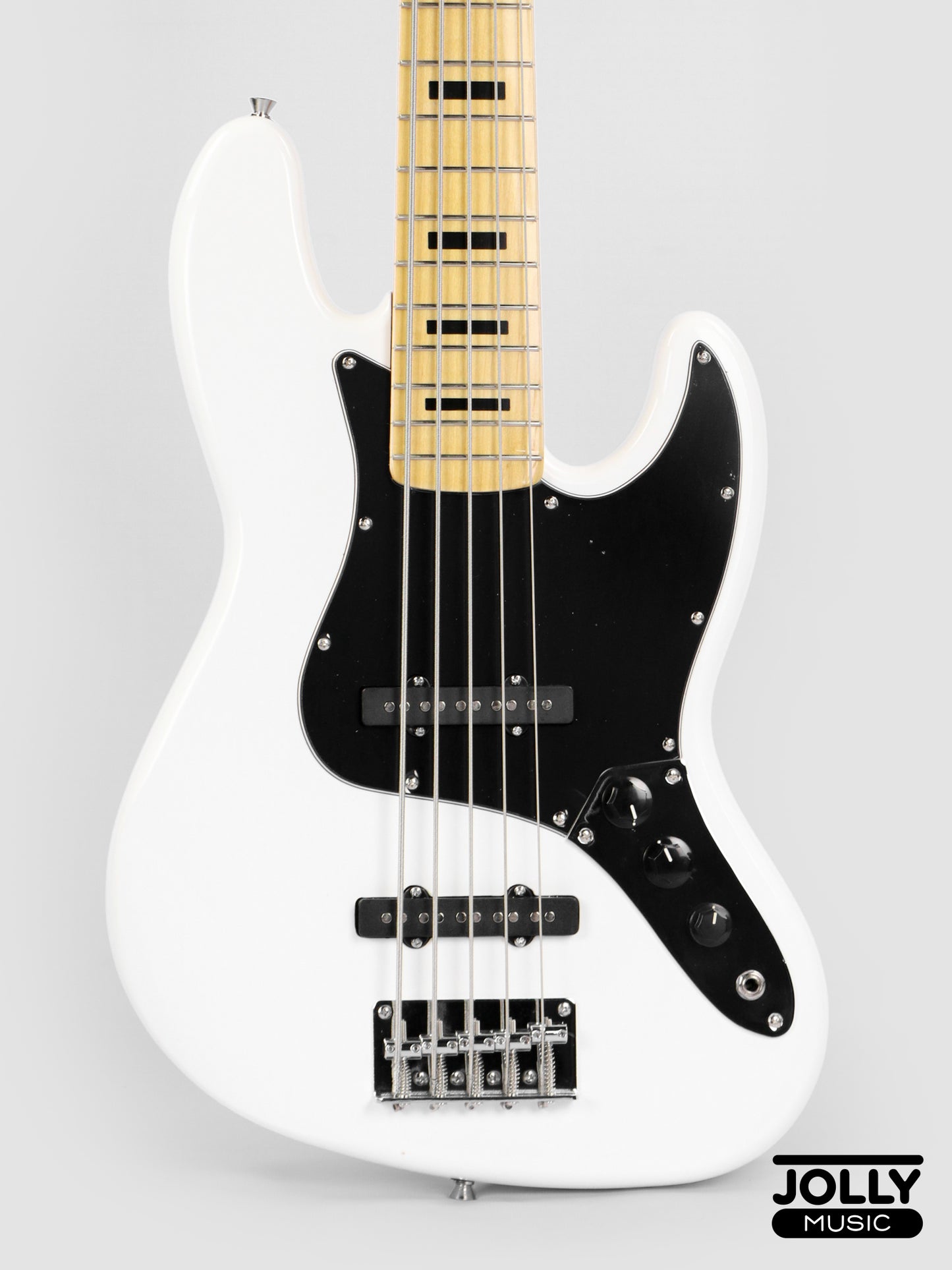 JCraft JB-1 J-Offset 5-String Bass Guitar with Gigbag - White