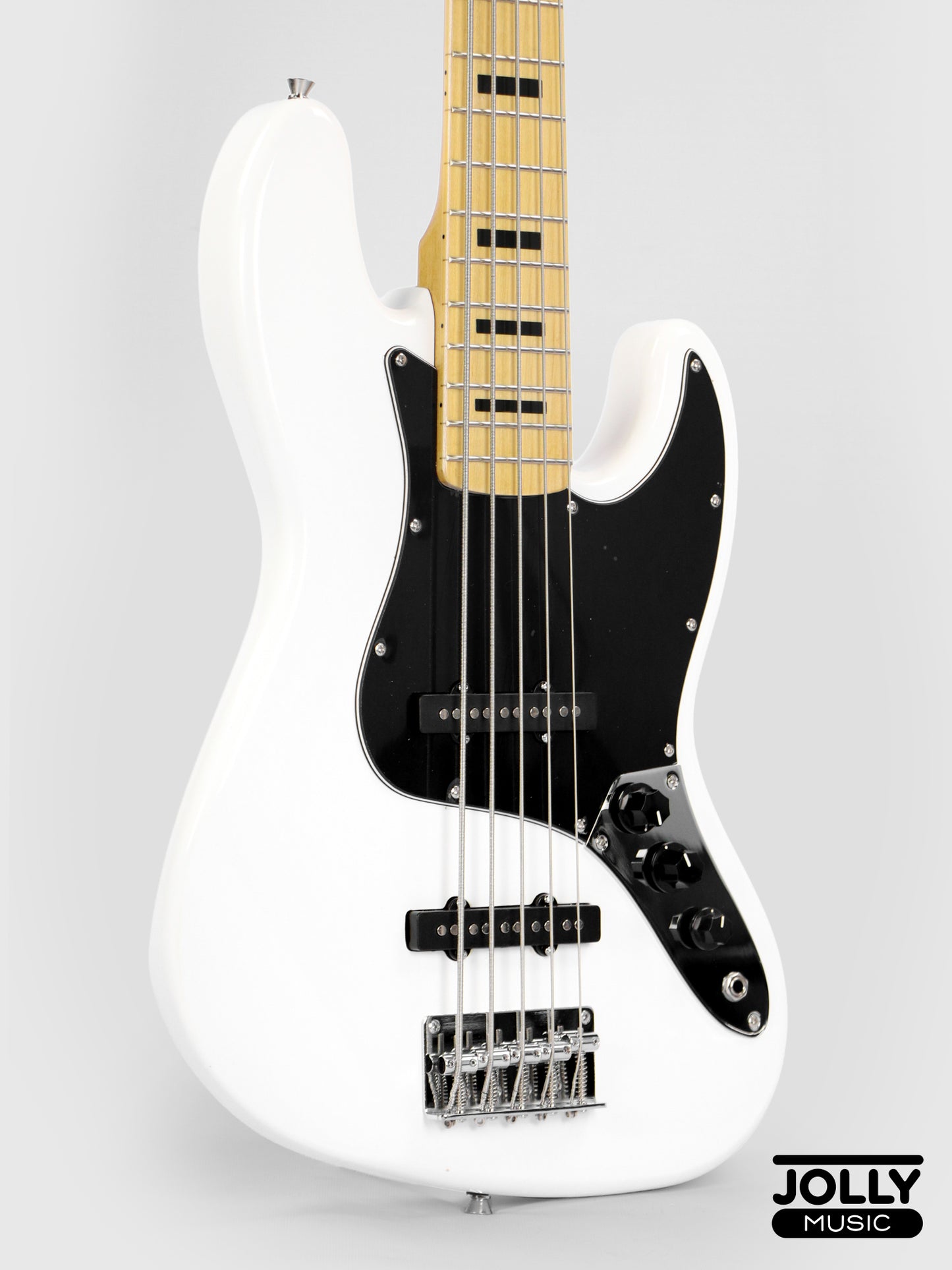 JCraft JB-1 J-Offset 5-String Bass Guitar with Gigbag - White