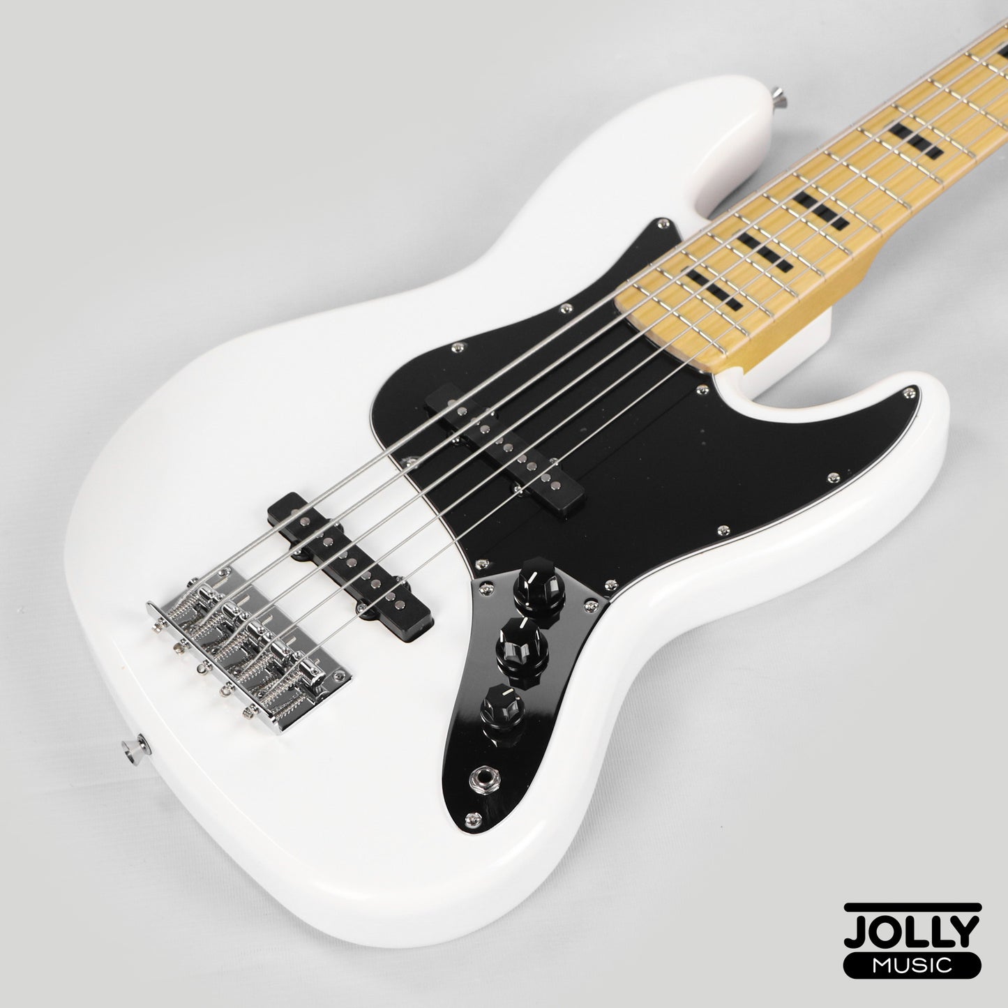 JCraft JB-1 J-Offset 5-String Bass Guitar with Gigbag - White
