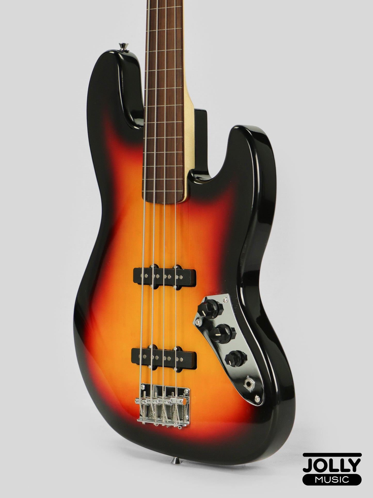 JCraft JB-1 J-Offset 4-String FRETLESS Bass Guitar - Sunburst