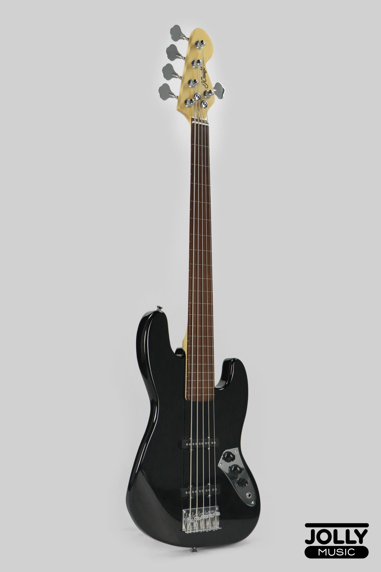 JCraft JB-1 J-Offset 5-String FRETLESS Bass Guitar - Black