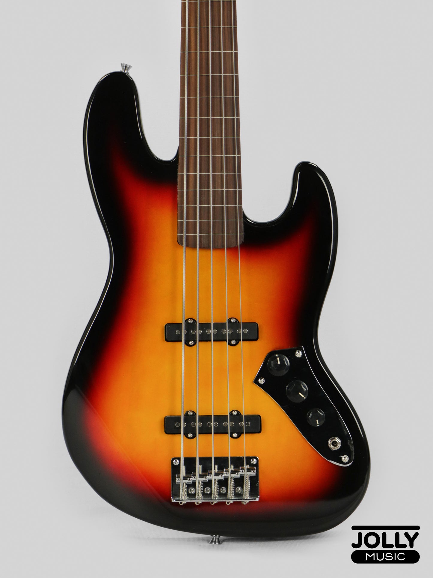 JCraft JB-1 J-Offset 5-String FRETLESS Bass Guitar - Sunburst