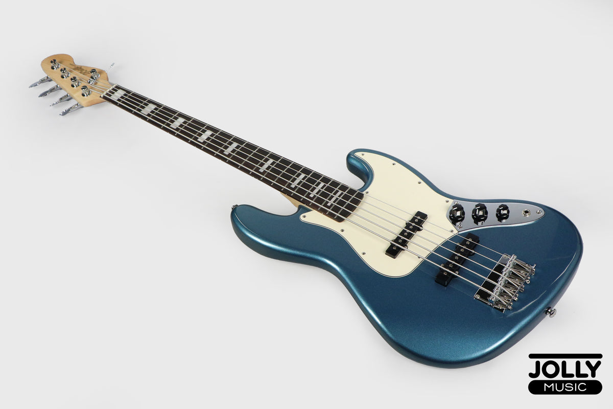 JCraft JB-2 5-String Bass 2026 - Rosewood / Metallic Blue