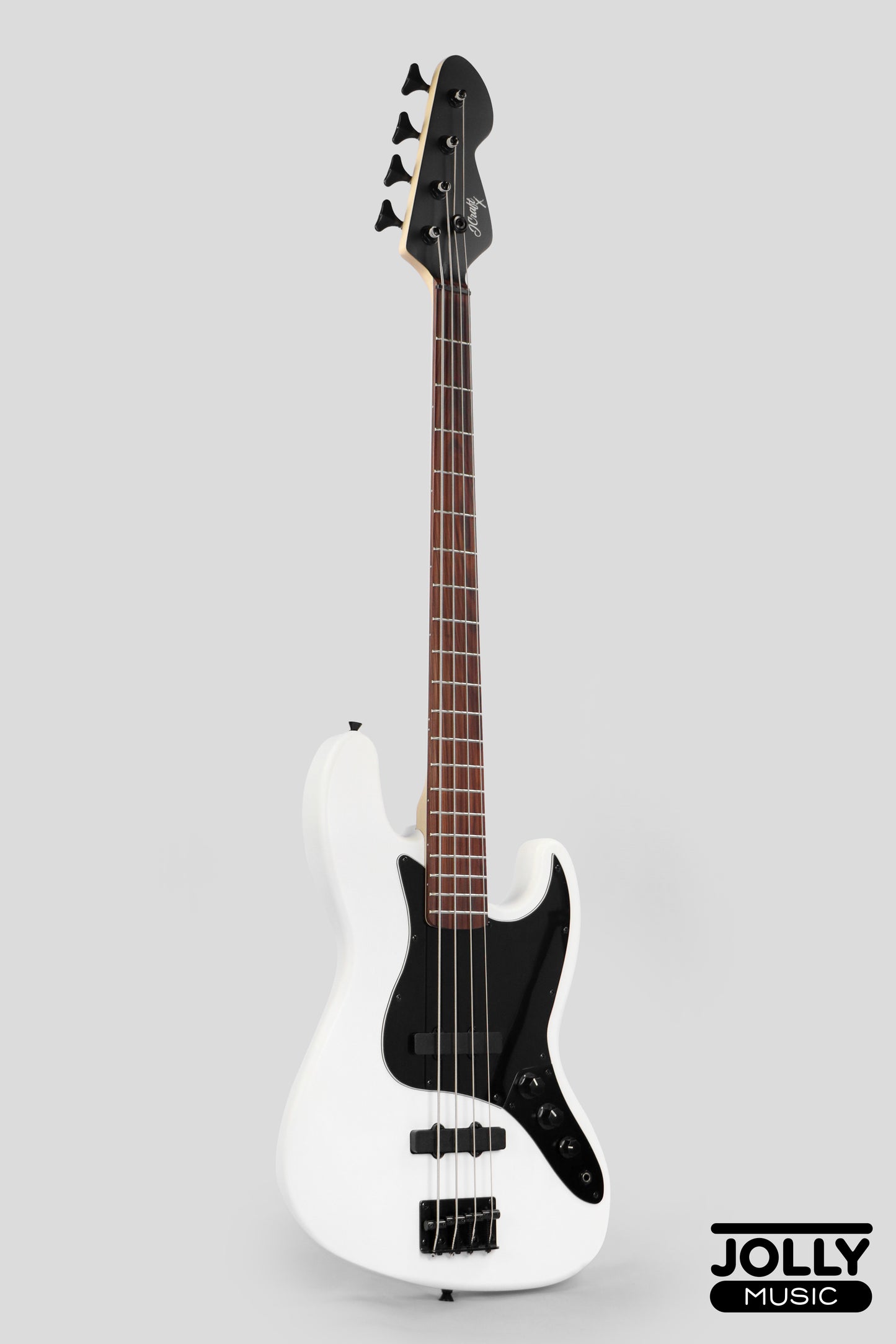JCraft X Series JBX-1 Offset 4-String Bass Guitar -  White