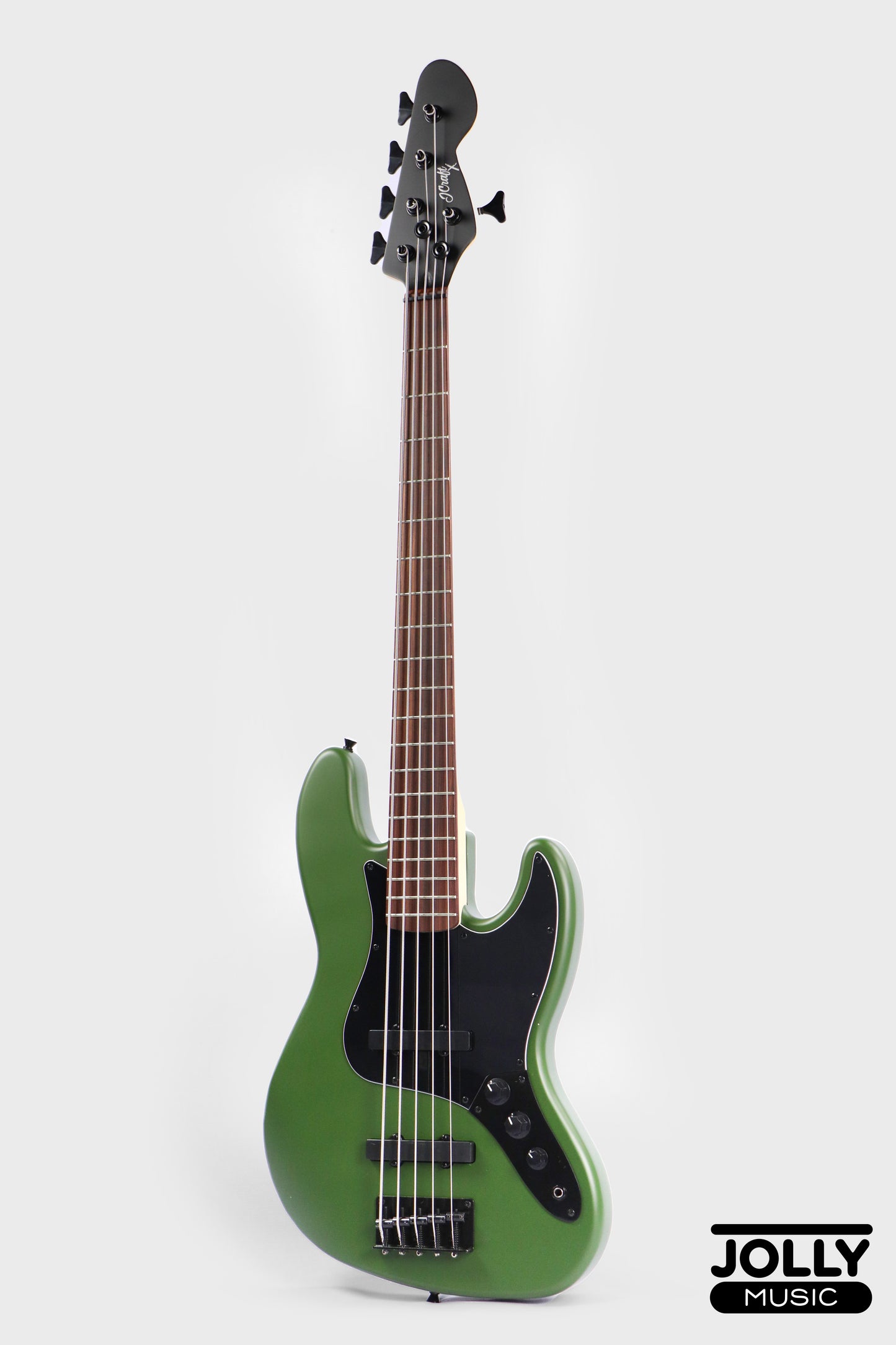 JCraft X Series JBX-1 5-String Bass Guitar - Army Green