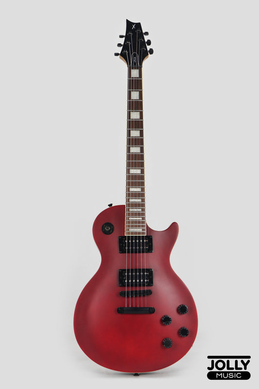 JCraft X LPX-24 Archtop Single Cut Stainless Steel Frets Electric Guitar - Blood Red