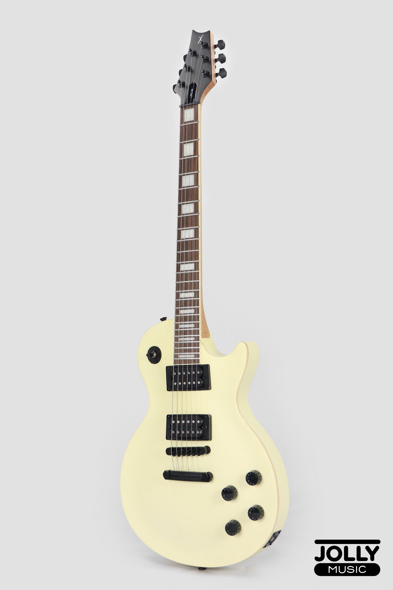 JCraft X LPX-24 Archtop Single Cut Stainless Steel Frets Electric Guitar - Nicotine White