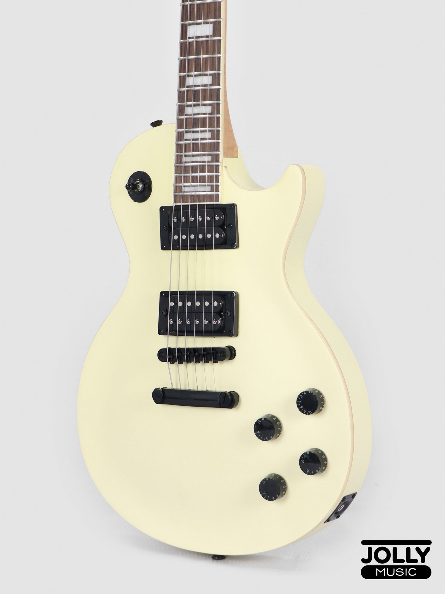 JCraft X LPX-24 Archtop Single Cut Stainless Steel Frets Electric Guitar - Nicotine White