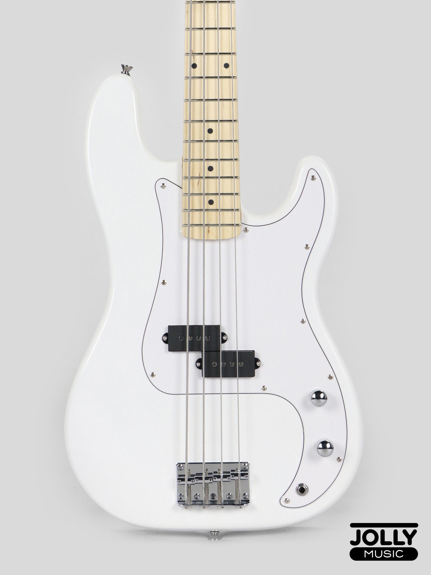 JCraft PB-1 4-String Electric Bass Guitar with Gigbag - Triple White