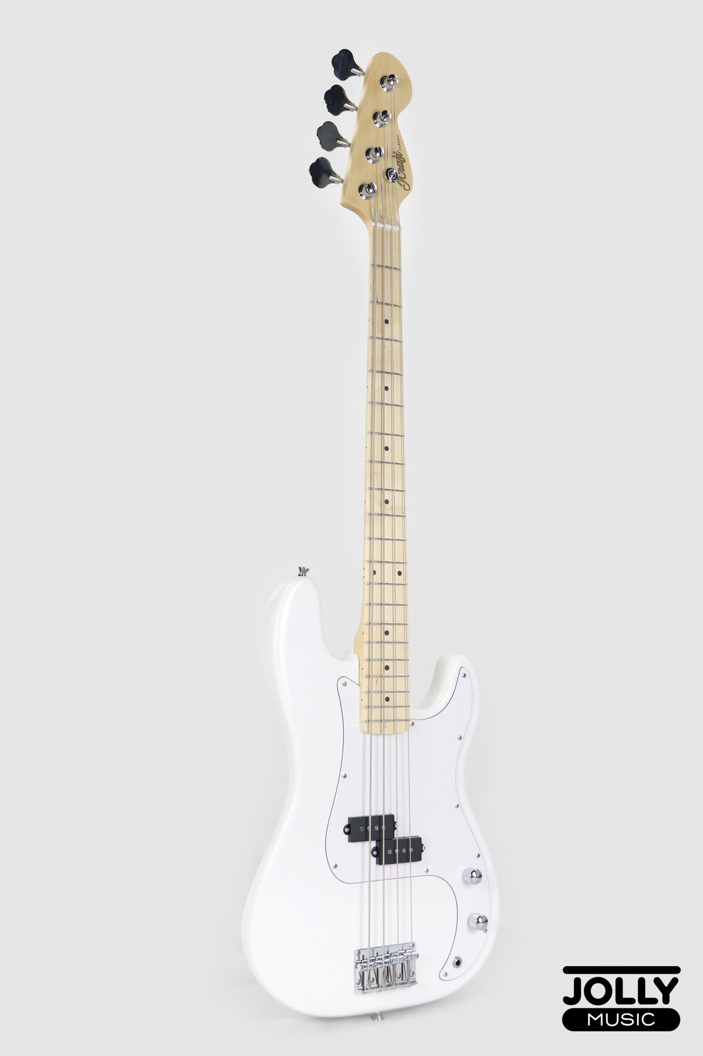 JCraft PB-1 4-String Electric Bass Guitar with Gigbag - Triple White