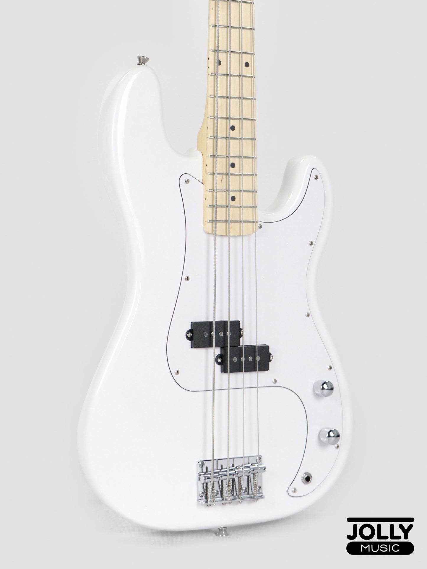 JCraft PB-1 4-String Electric Bass Guitar with Gigbag - Triple White