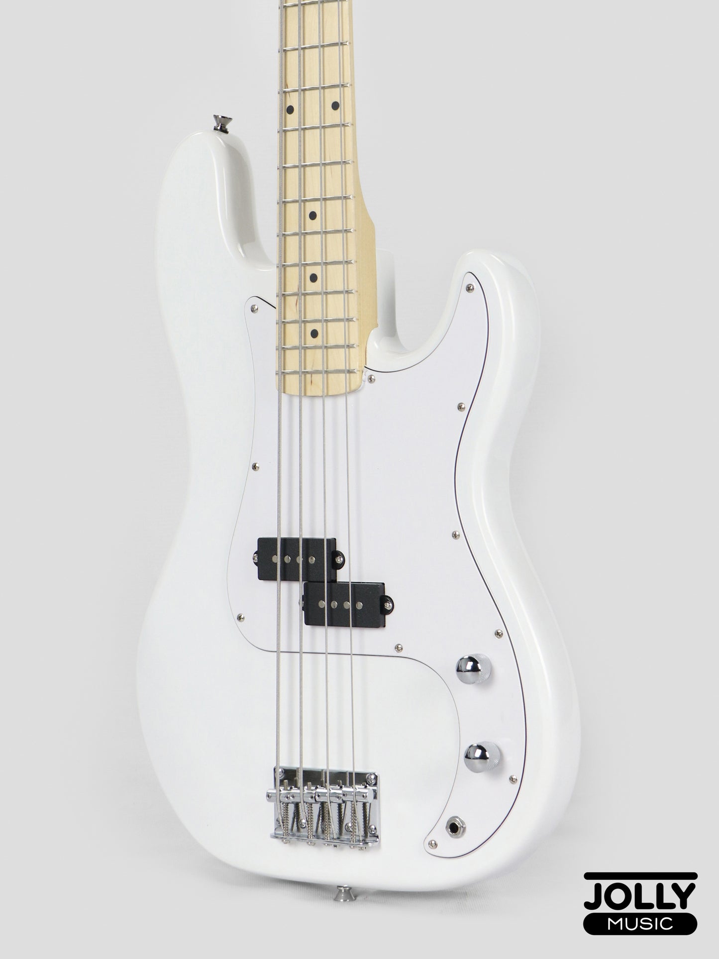 JCraft PB-1 4-String Electric Bass Guitar with Gigbag - Triple White