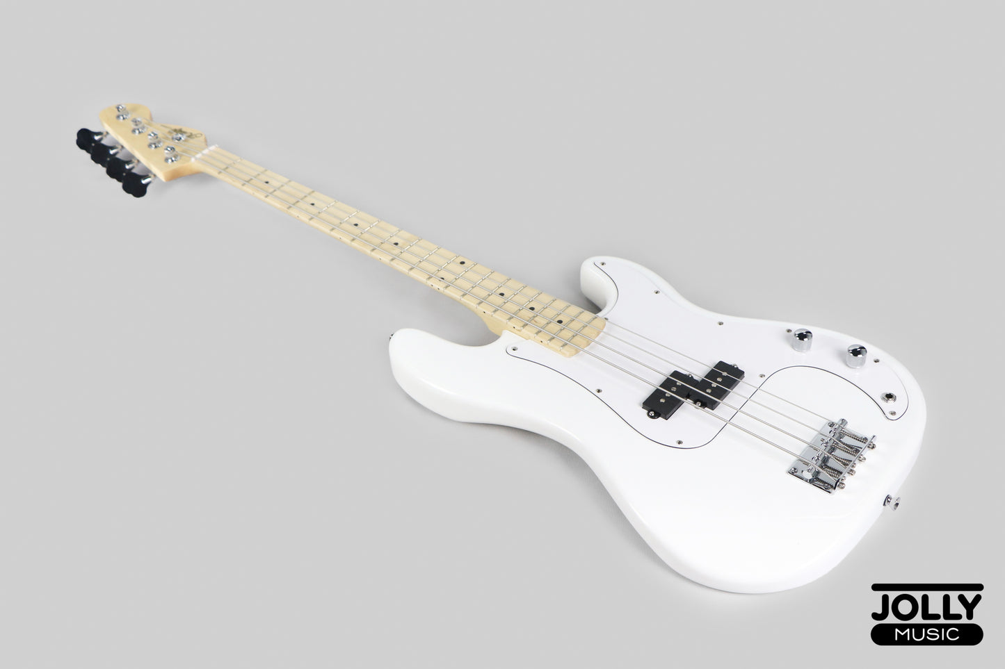 JCraft PB-1 4-String Electric Bass Guitar with Gigbag - Triple White