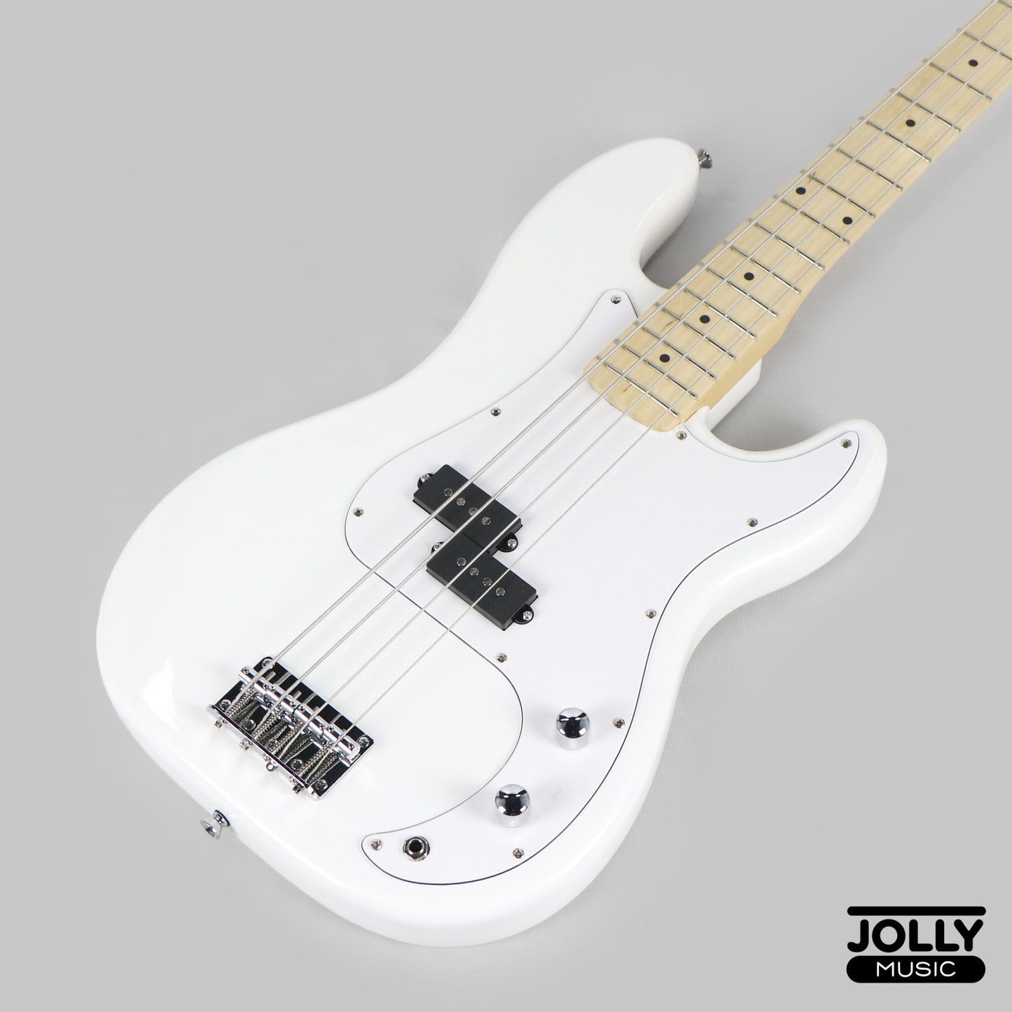 JCraft PB-1 4-String Electric Bass Guitar with Gigbag - Triple White