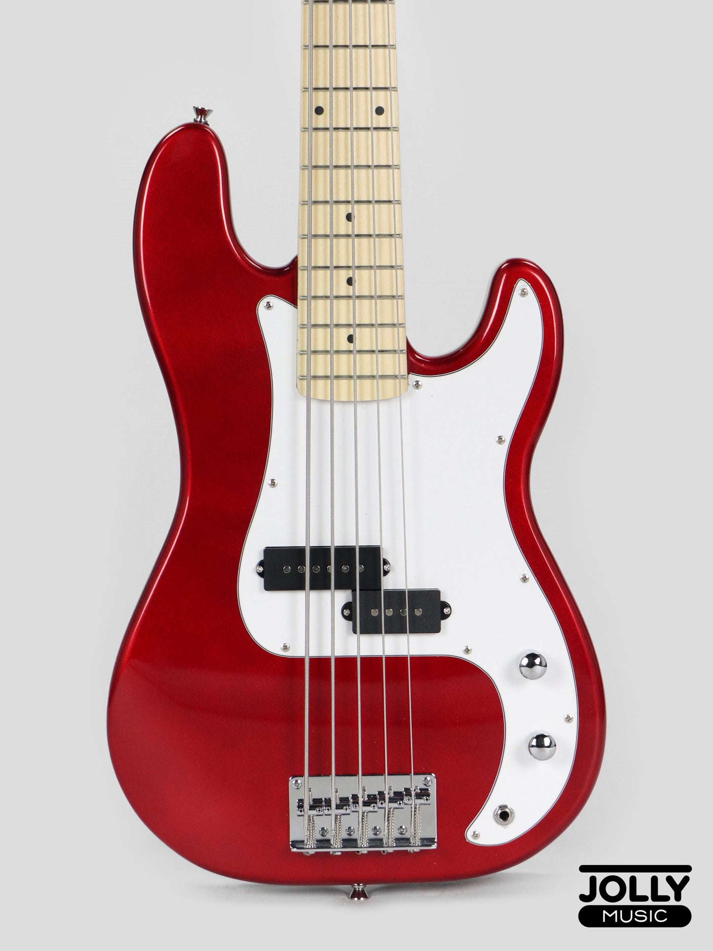 JCraft PB-1 5-String Electric Bass Guitar with Gigbag - Metallic Red