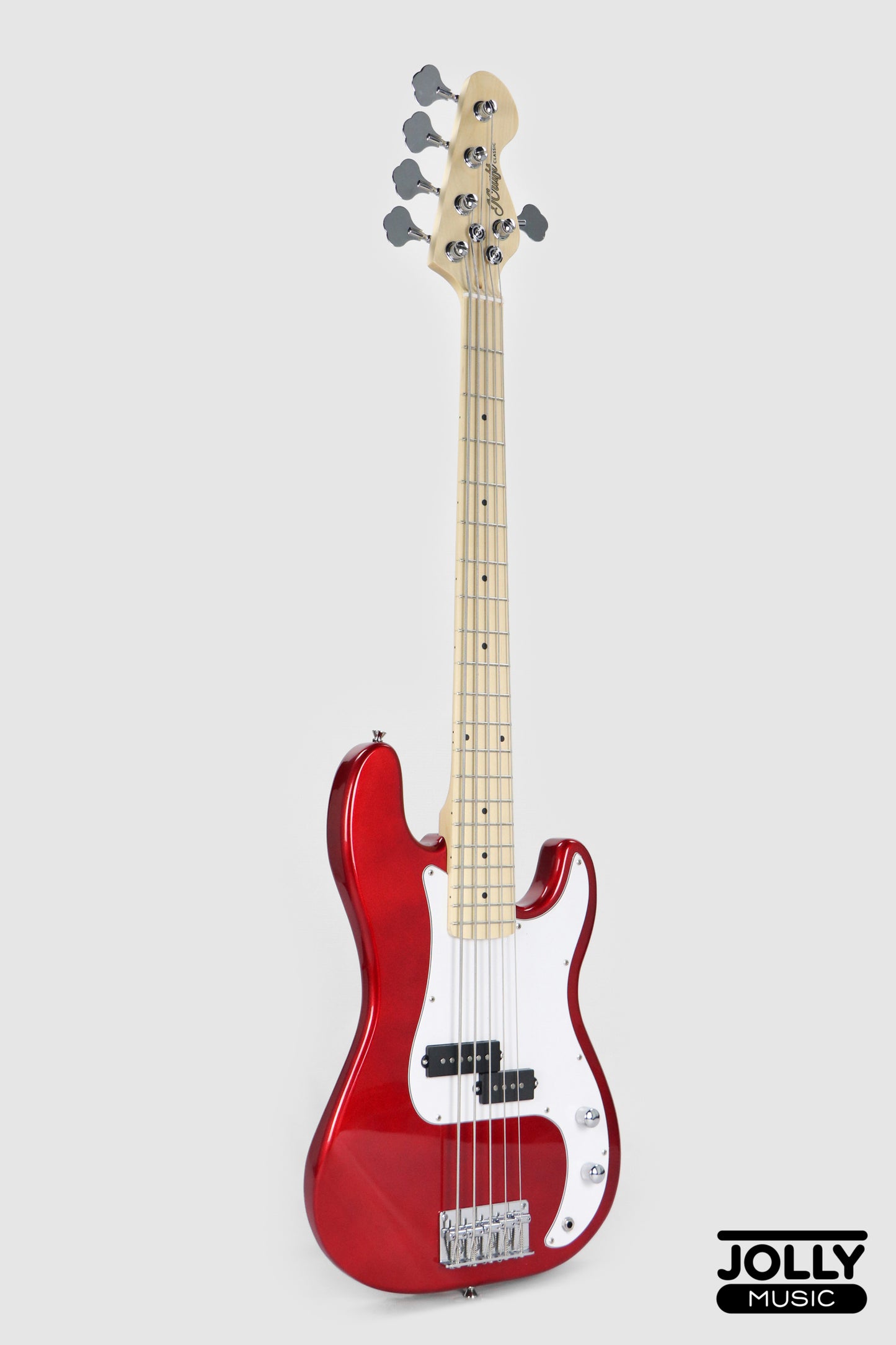 JCraft PB-1 5-String Electric Bass Guitar with Gigbag - Metallic Red