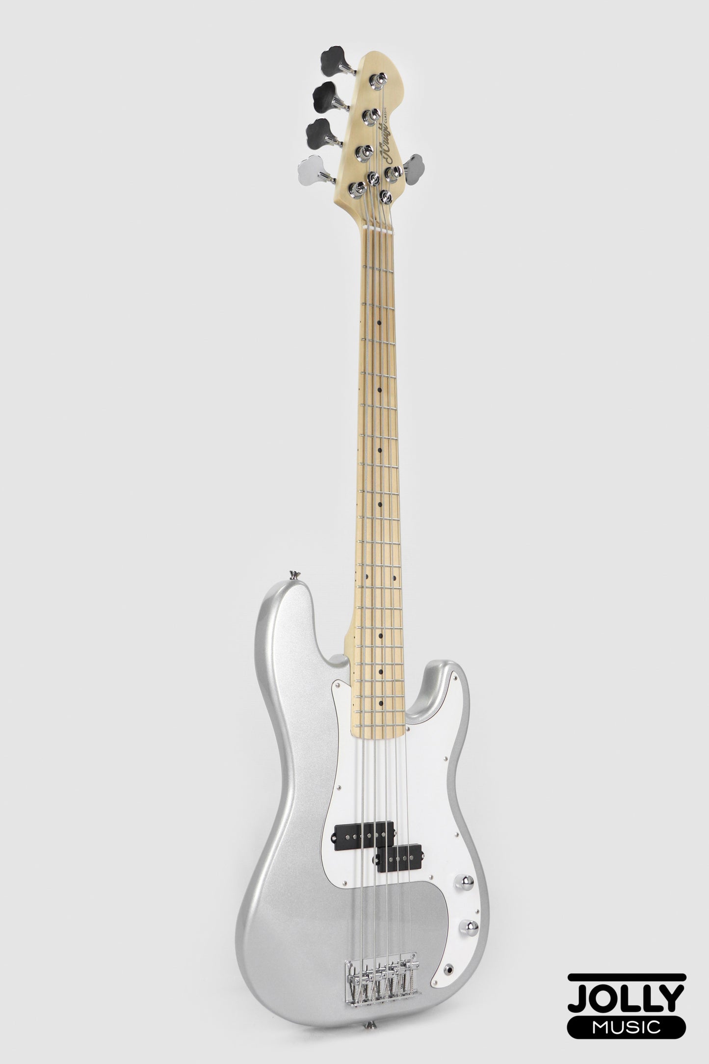 JCraft PB-1 5-String Electric Bass Guitar with Gigbag - Silver Sky