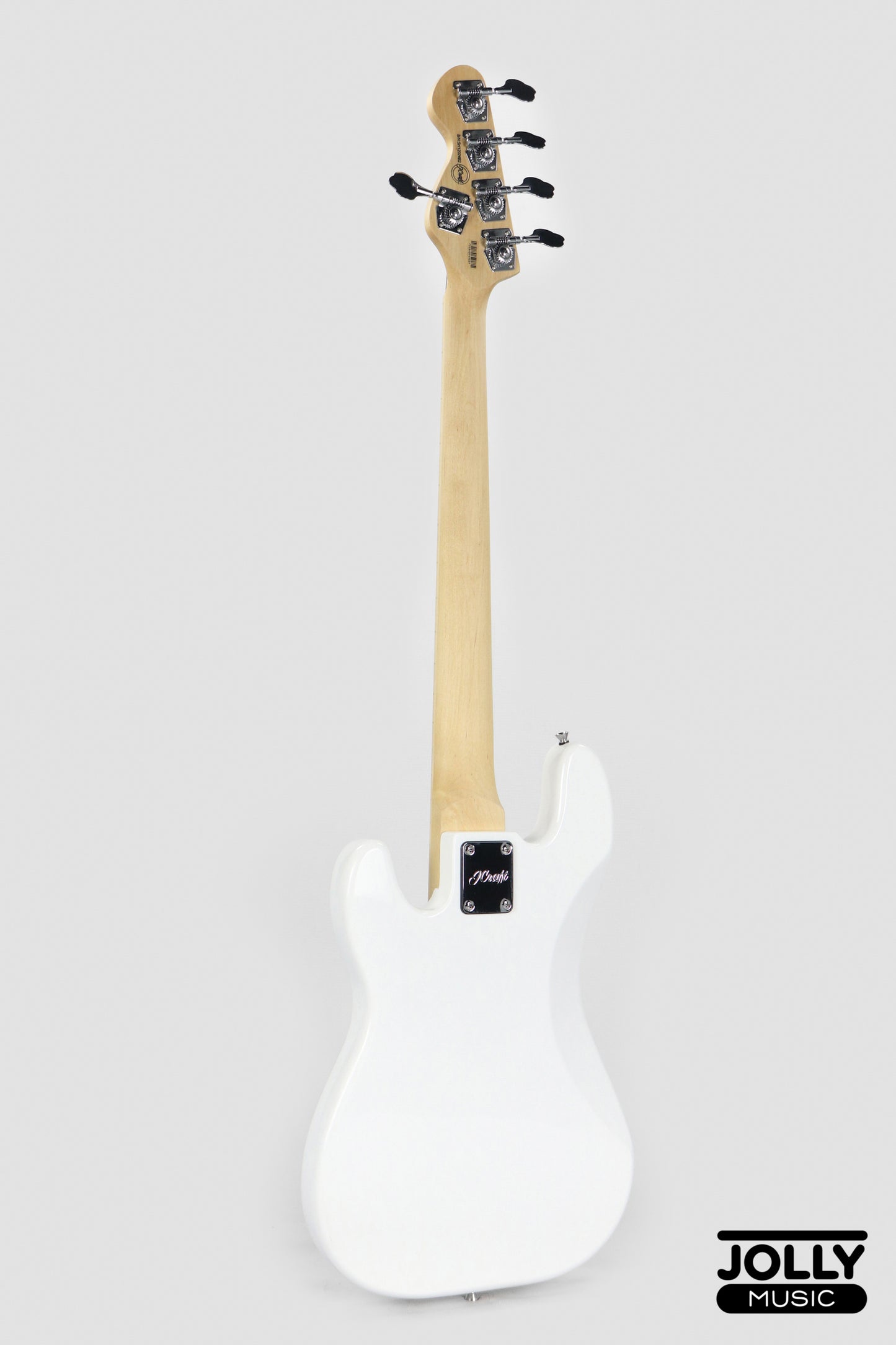 JCraft PB-1 5-String Electric Bass Guitar with Gigbag - Triple White