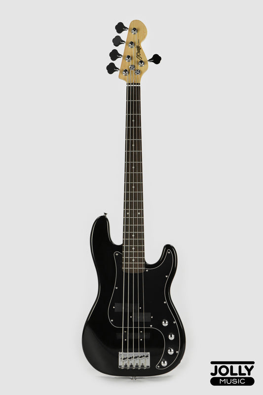 JCraft PJ-2 5-String P+J Style Bass Guitar - Black