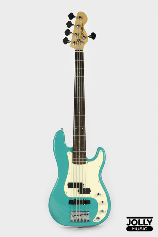 JCraft PJ-2 5-String P+J Style Bass Guitar - Tidepool Blue