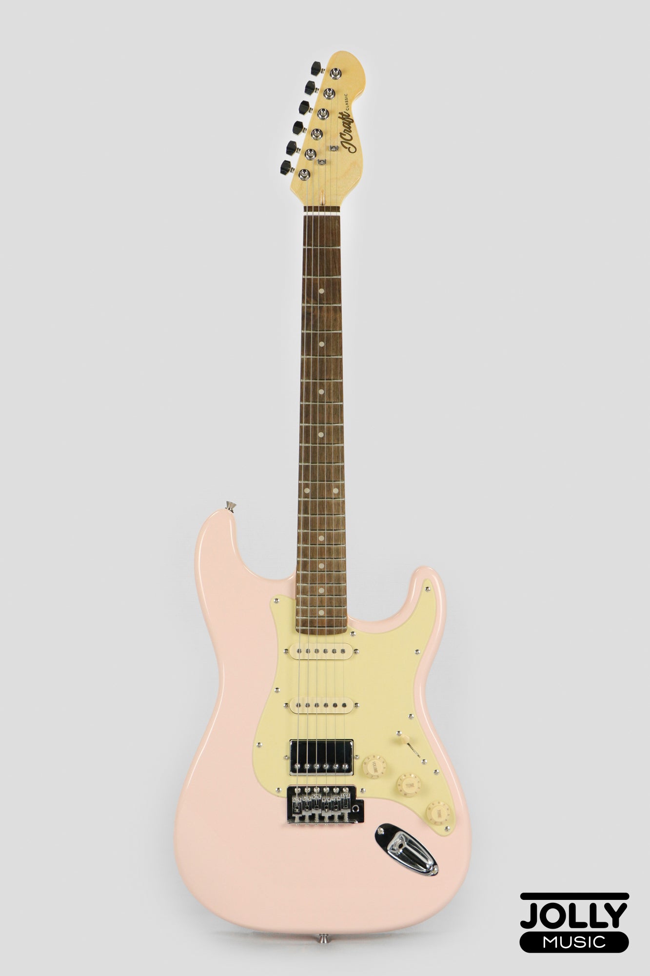JCraft S-2HC HSS Electric Guitar with Gigbag - Shell Pink