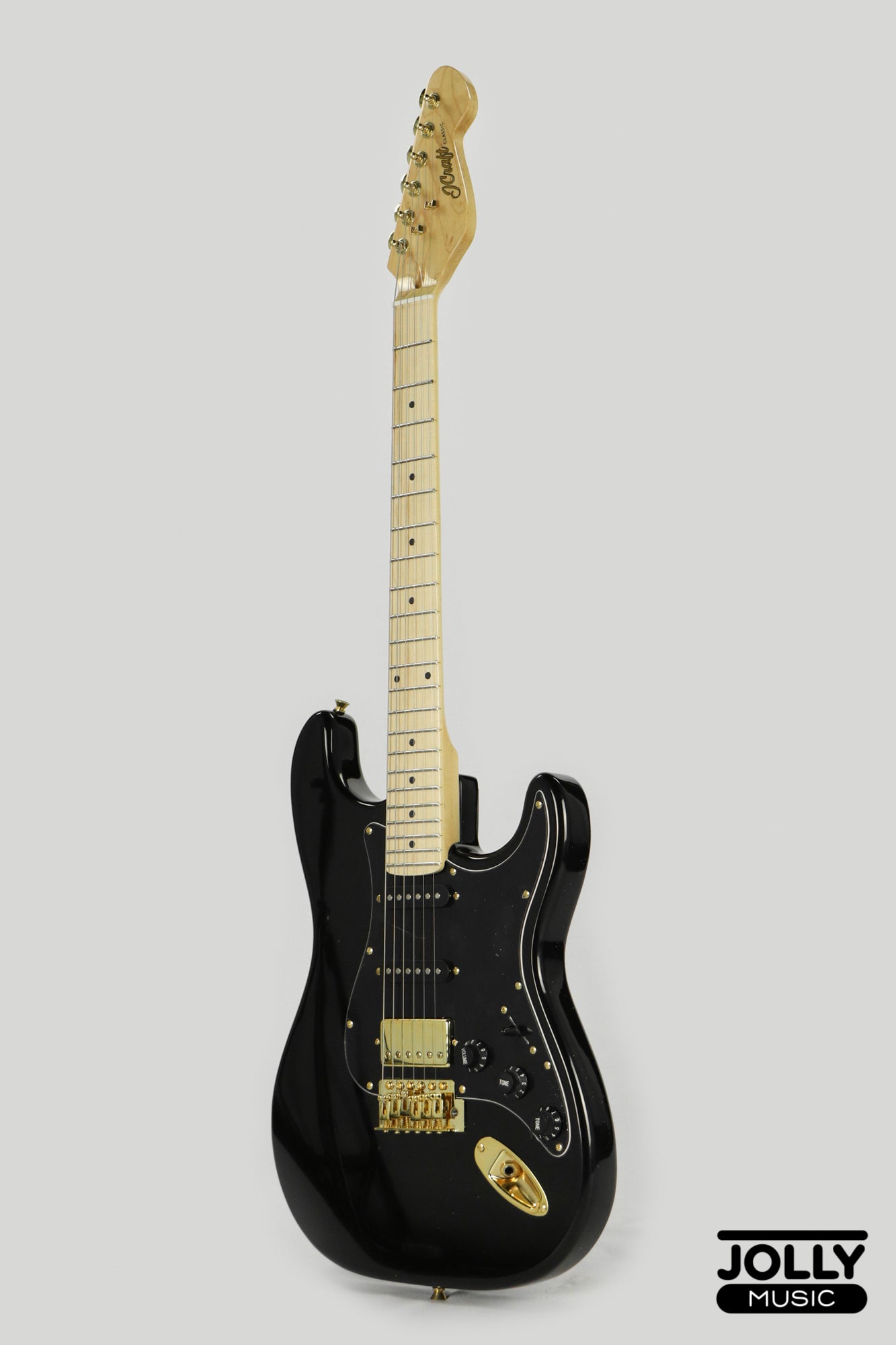 JCraft S-2HC HSS Electric Guitar with Gigbag - Tuxedo Black