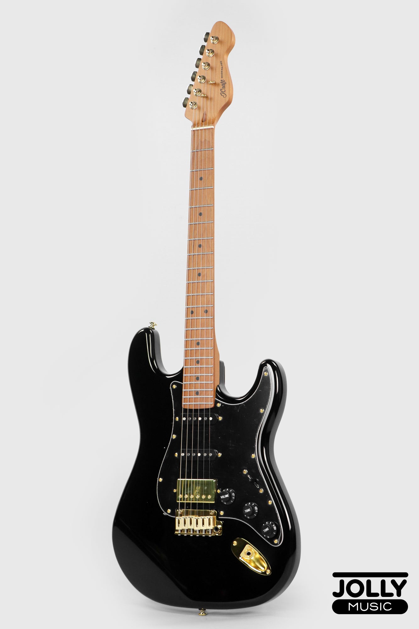 JCraft S-3HC PRO Modern HSS Electric Guitar - Black / Gold