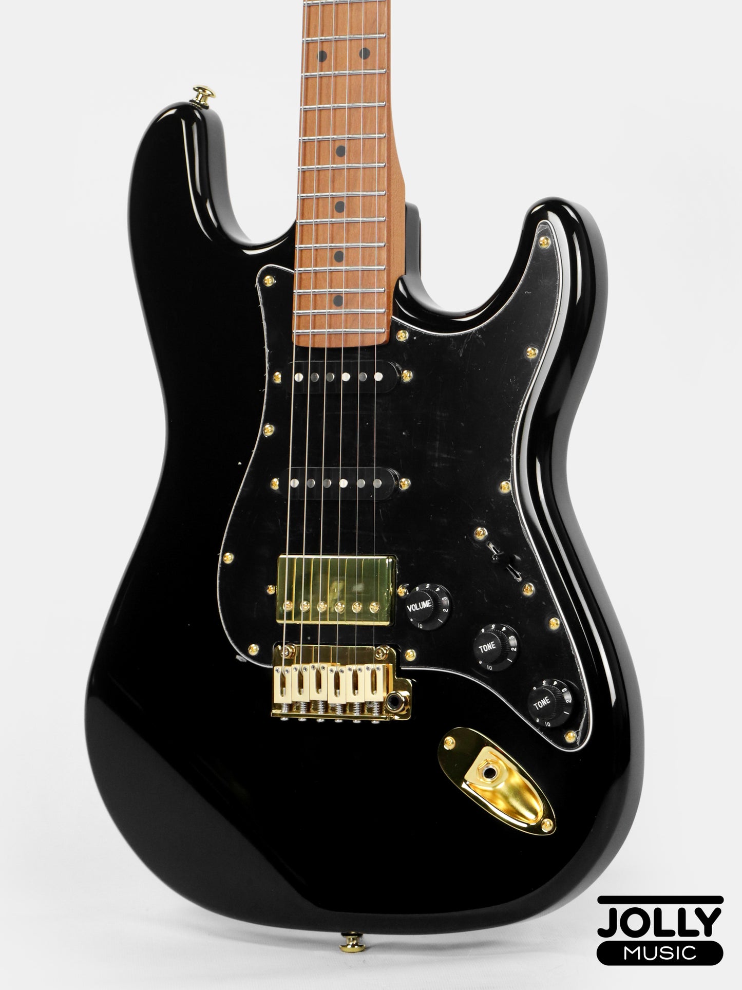 JCraft S-3HC PRO Modern HSS Electric Guitar - Black / Gold
